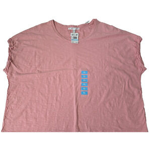 NEW Seven7 Womens PINK Cotton T-Shirt Size XL Boxy Cropped Top NWT Oversized